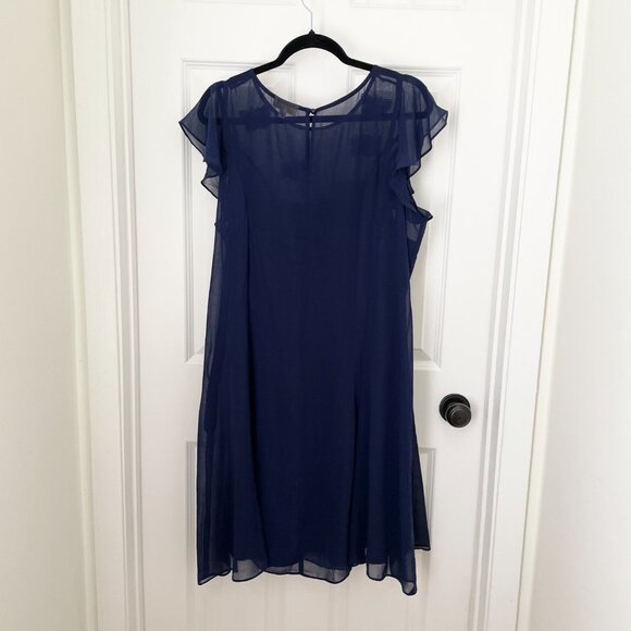 Women Modcloth 3d Embroidered Butterfly Layered Dress in Dark Navy Size 1X - Picture 3 of 7